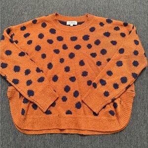 Listicle rust  Orange Sweater with Navy polka dots women’s Small